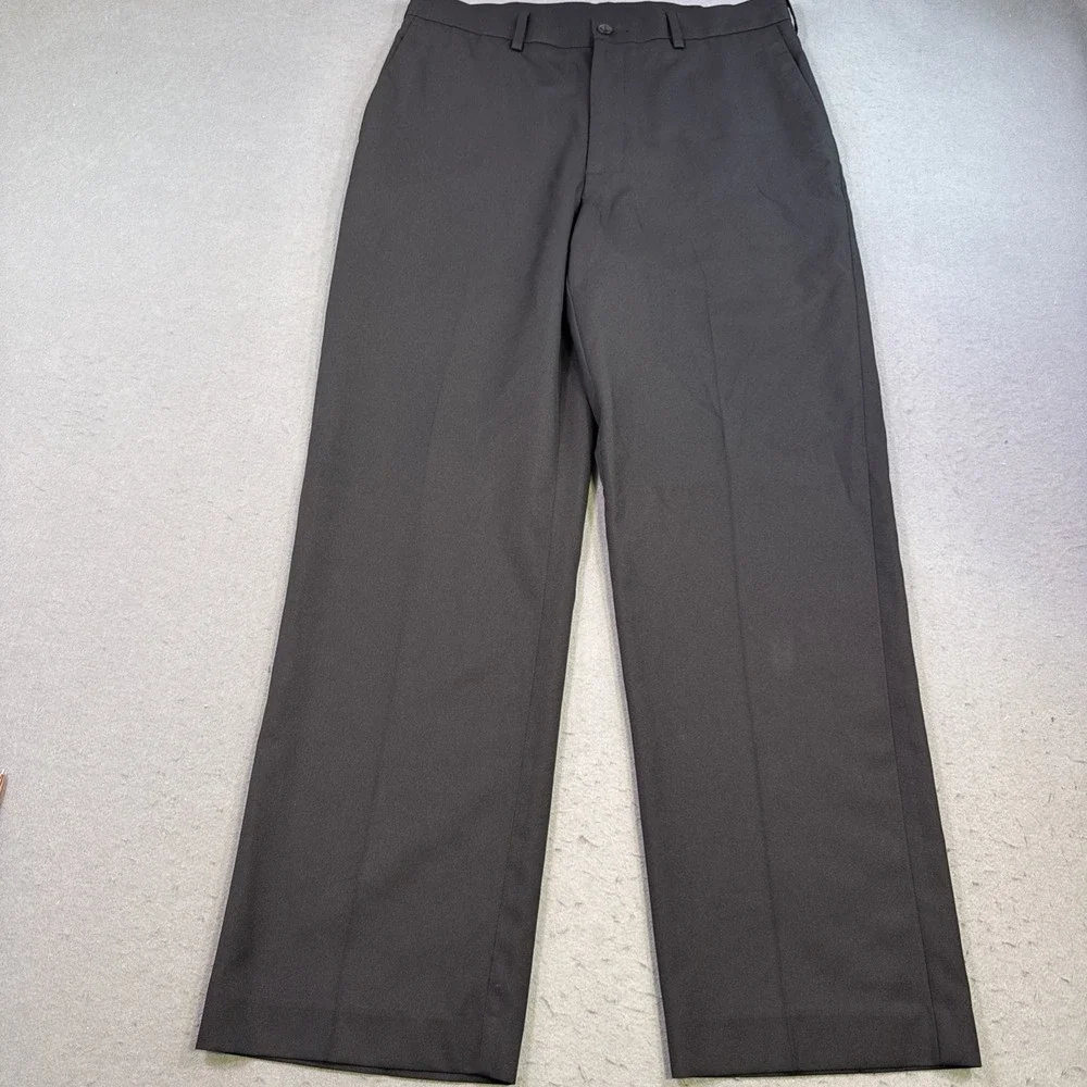 Pro Tour Golf Pants Mens 32x30 BLACK Performance Stretch Flat Front Slacks